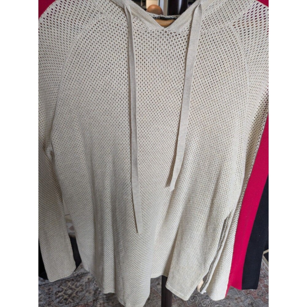 INC International Concepts Women Cream Mesh Knit Hooded Sweater Top Size S - Picture 5 of 6